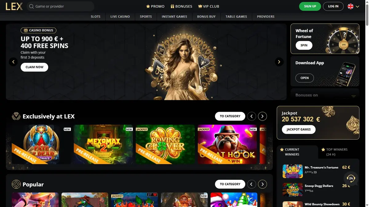 Lex casino screenshot